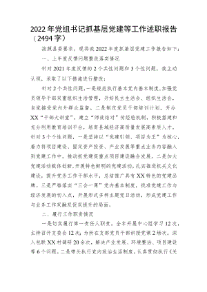 2022年党组书记抓基层党建等工作述职报告.docx