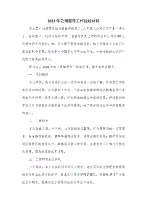 2023年公司督导工作经验材料.docx