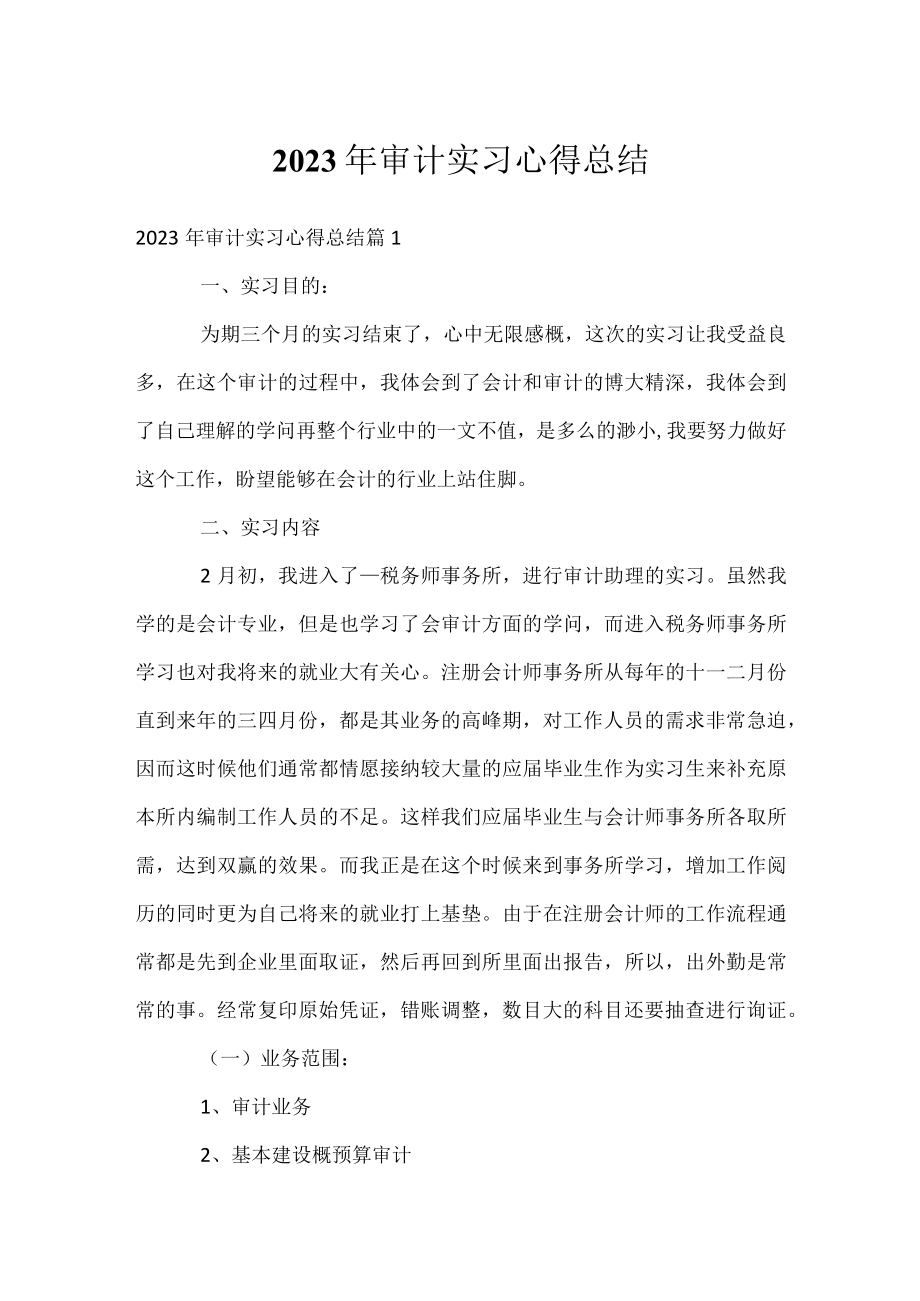 2023年审计实习心得总结.docx_第1页