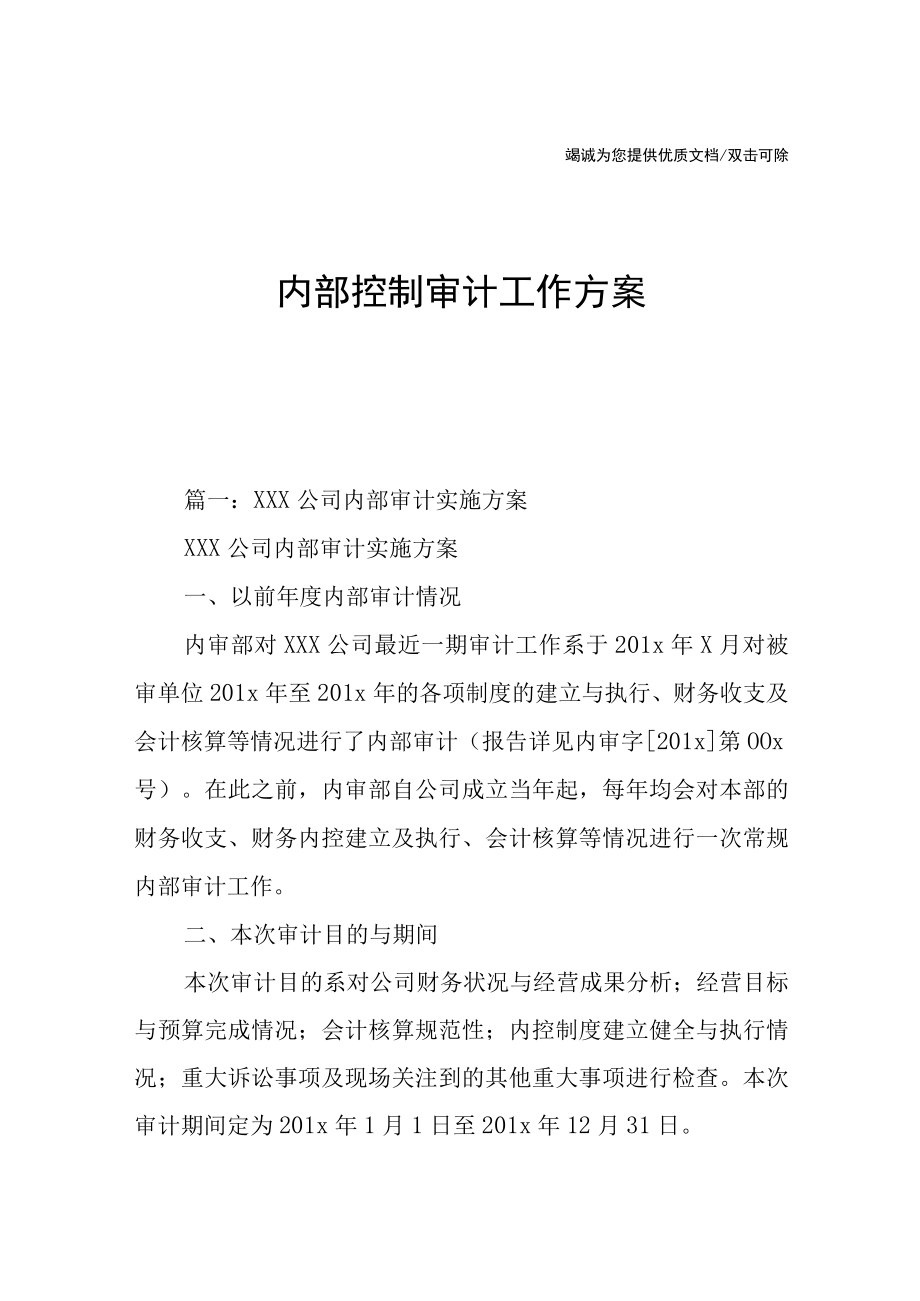 内部控制审计工作方案.docx_第1页
