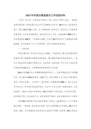 2023年市委办督查督办工作经验材料.docx