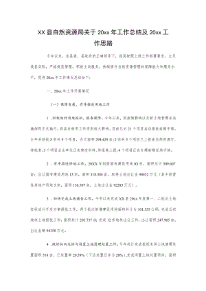 xx县自然资源局关于20xx年工作总结及20xx工作思路.docx