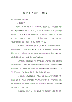顶岗出纳实习心得体会.docx