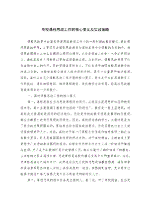 高校课程思政工作的核心要义及实践策略.docx