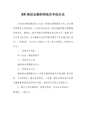 XX镇综治兼职网格员考核办法.docx