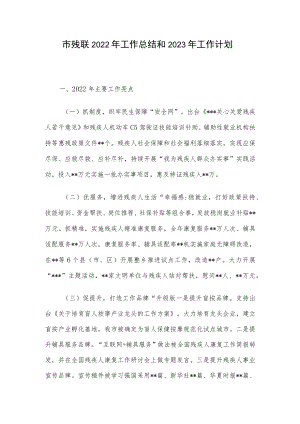 市残联2022年工作总结和2023年工作计划.docx