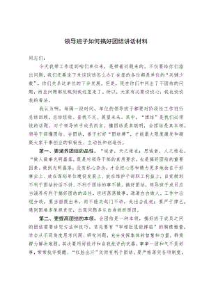 领导班子如何搞好团结讲话材料.docx