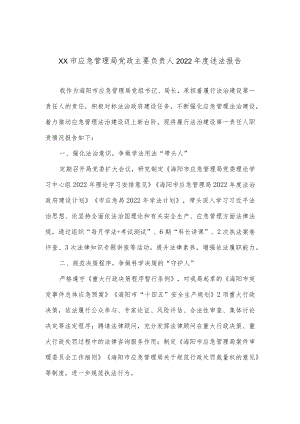 XX市应急管理局党政主要负责人2022年度述法报告.docx