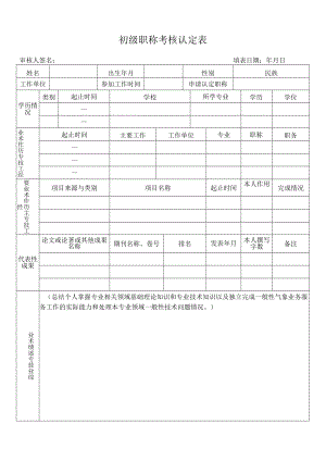 初级职称考核认定表.docx