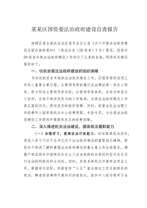 某某区国资委法治政府建设自查报告.docx
