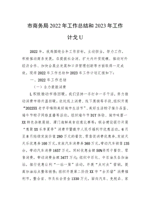 市商务局2022年工作总结和2023年工作计划.docx