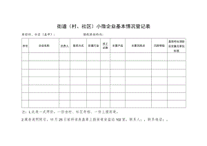 街道（村、社区）小微企业基本情况登记表.docx