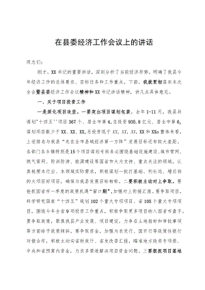 在县委经济工作会议上的讲话.docx