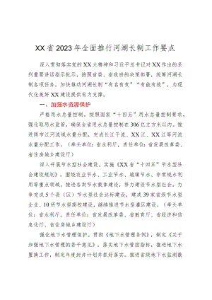 XX省2023年全面推行河湖长制工作要点.docx