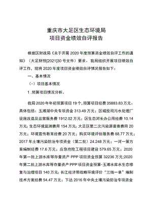 重庆市大足区生态环境局项目资金绩效自评报告.docx
