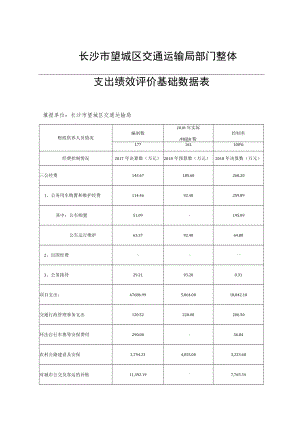 长沙市望城区交通运输局部门整体支出绩效评价基础数据表.docx