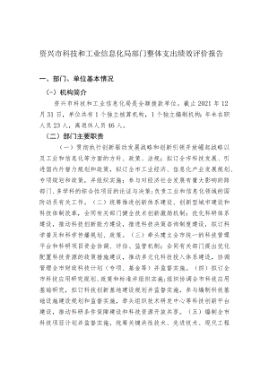 资兴市科技和工业信息化局部门整体支出绩效评价报告.docx