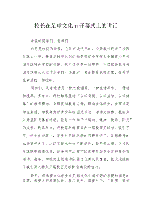 校长在足球文化节开幕式上的讲话.docx