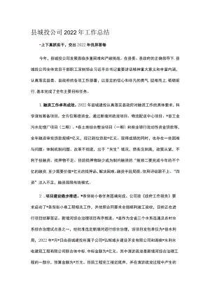 县城投公司2022年工作总结.docx