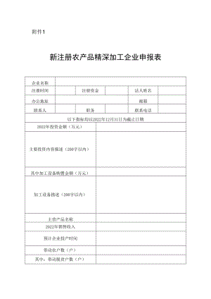 新注册农产品精深加工企业申报表.docx