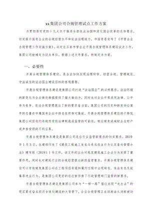 xx集团公司合规管理试点工作方案.docx
