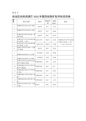 自治区自然资源厅2022年第四批探矿权评估项目表docx.docx