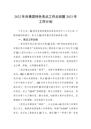 2022年共青团特色亮点工作总结暨2023年工作计划.docx