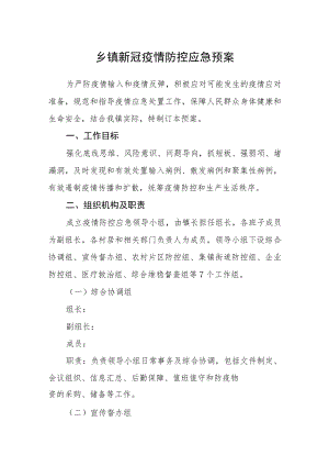 乡镇新冠疫情防控应急预案.docx