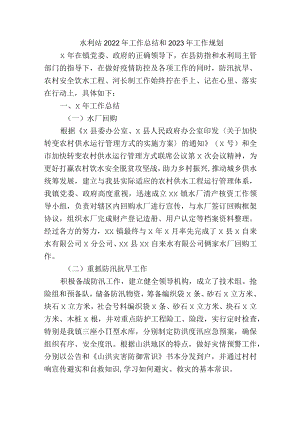 水利站2022年工作总结和2023年工作规划.docx