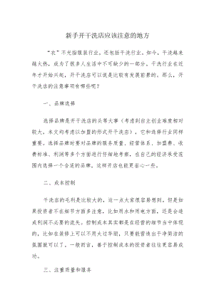 新手开干洗店应该注意的地方.docx