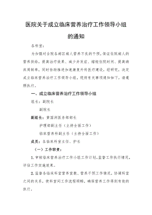 医院关于成立临床营养治疗工作领导小组的通知.docx