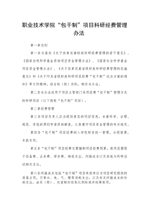 职业技术学院“包干制”项目科研经费管理办法.docx