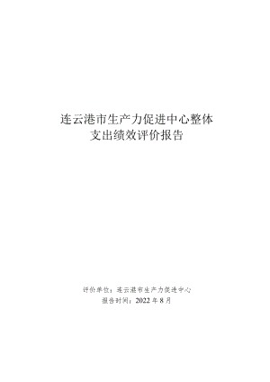连云港市生产力促进中心整体支出绩效评价报告.docx