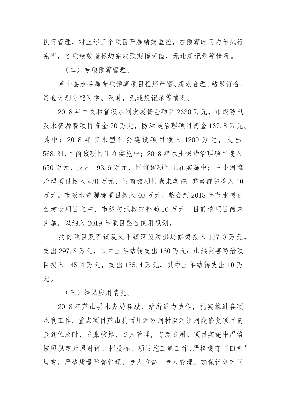 芦山县水务局2018年部门整体支出绩效评价报告.docx_第3页