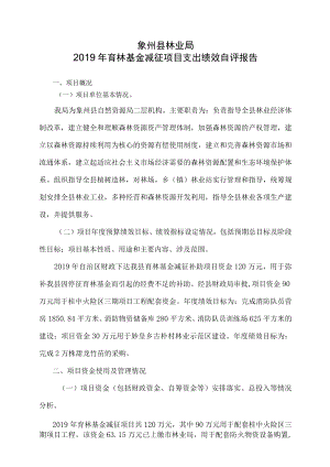 象州县林业局2019年育林基金减征项目支出绩效自评报告.docx