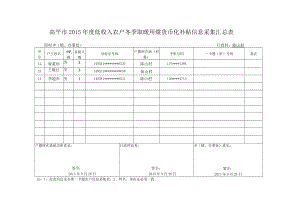 高平市2015年度低收入农户冬季取暖用煤货币化补贴信息采集汇总表原村乡镇、办事处行政村陈山村.docx