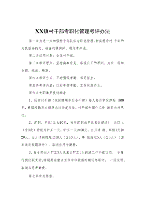 XX镇村干部专职化管理考评办法.docx