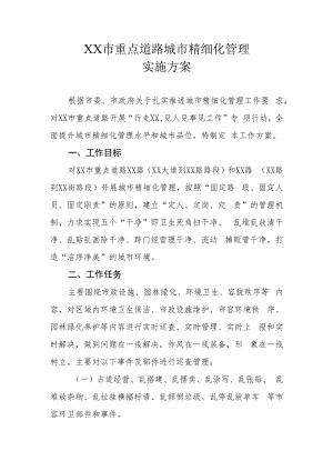 XX市重点道路城市精细化管理实施方案.docx