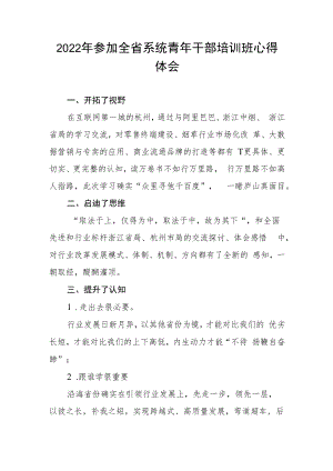 2022年参加全省系统青年干部培训班心得体会.docx