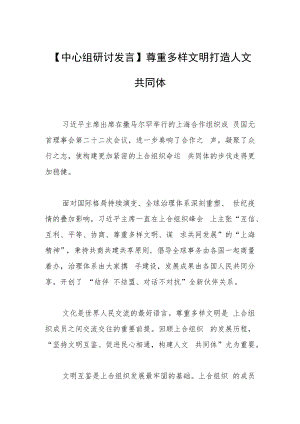 【中心组研讨发言】尊重多样文明打造人文共同体.docx