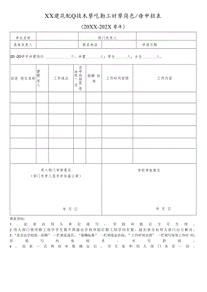 XX建筑职业技术学院勤工助学岗位设置申报表（20XX-202X学年）.docx