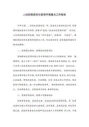 xx法院推进优化营商环境重点工作报告.docx