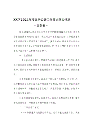 XX区2021年度政务公开工作要点落实情况“回头看”自查报告.docx