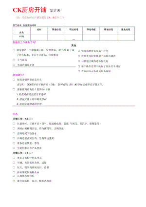 CK厨房开铺鉴定表.docx