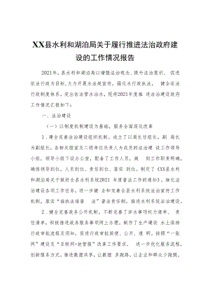 XX县水利和湖泊局关于履行推进法治政府建设的工作情况报告.docx