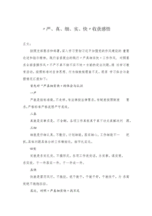 “严、真、细、实、快”心得体会.docx