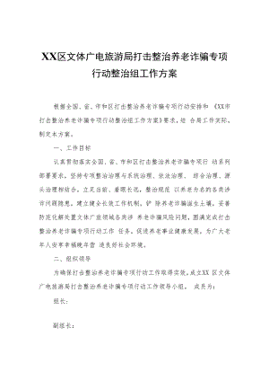 XX区文体广电旅游局打击整治养老诈骗专项行动整治组工作方案.docx