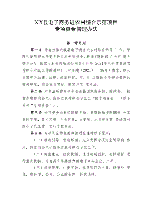 XX县电子商务进农村综合示范项目专项资金管理办法.docx
