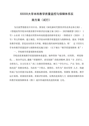 XXXX大学本科教学质量监控与保障体系实施方案.docx