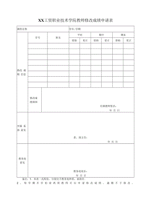XX工贸职业技术学院教师修改成绩申请表.docx